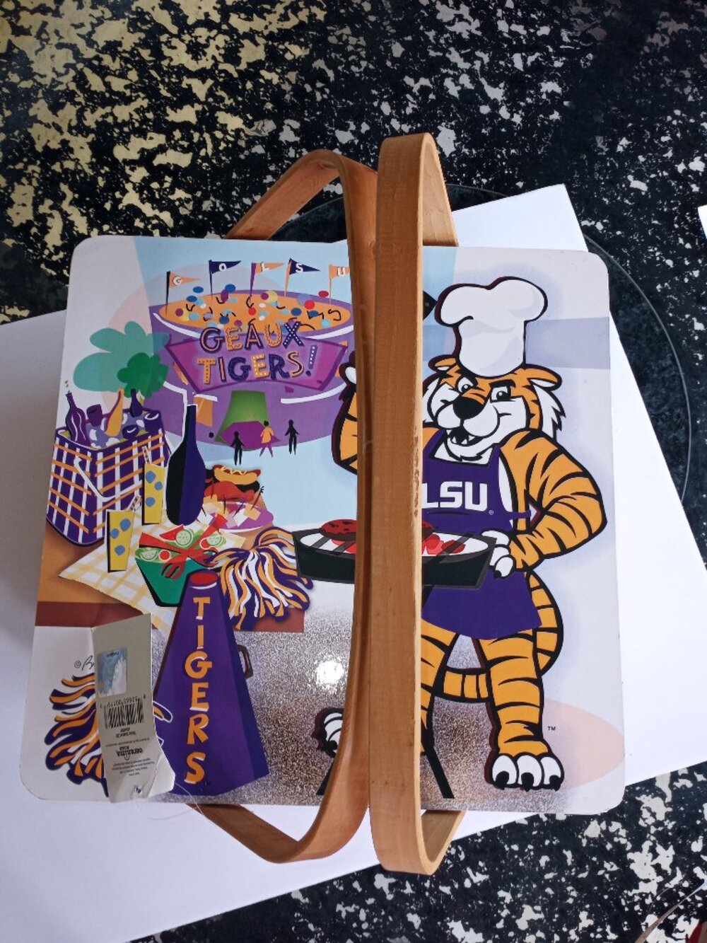 LSU wicker picnic basket